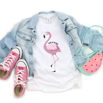 flamingo on a shirt that says cutest of th